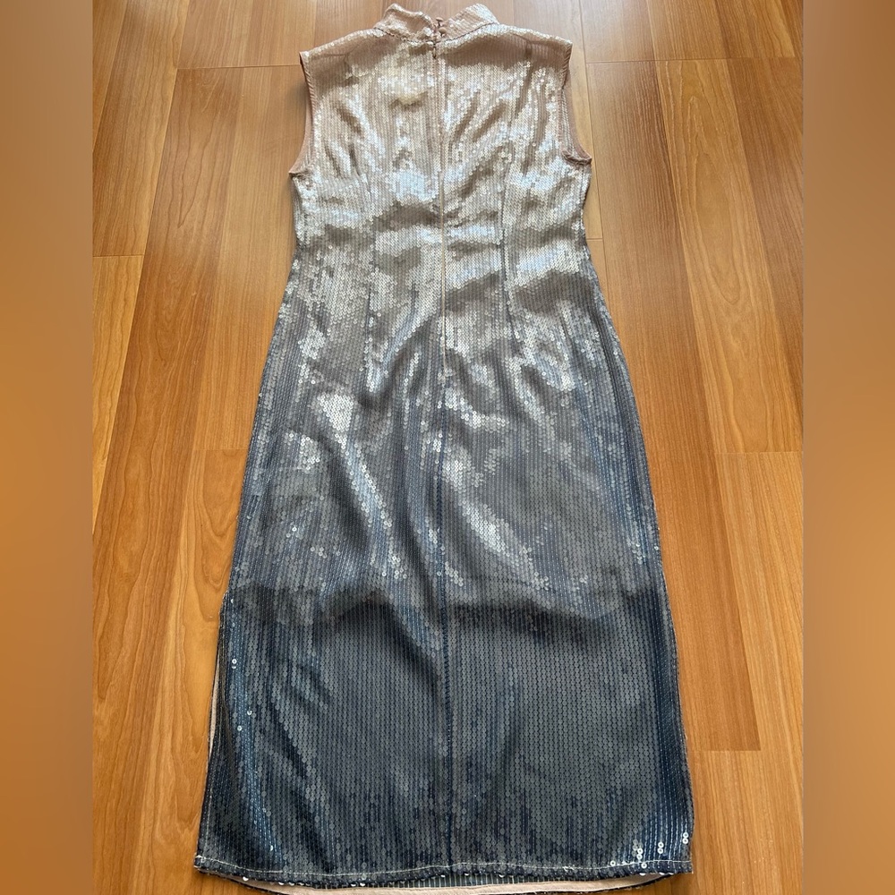 Anthropologie NWT Ombre Sequin Mock Neck Slim Midi Dress Size 2 - Picture 9 of 15